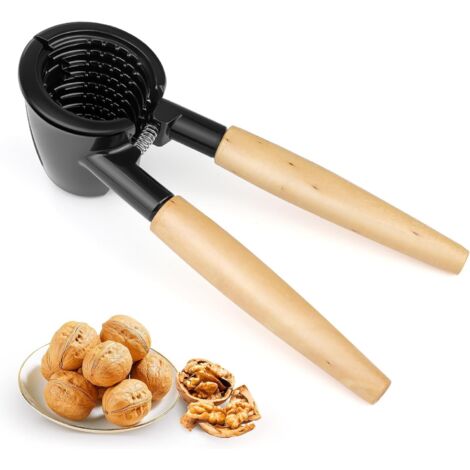 Cascanueces, cascanueces multifuncional de aluminio, cascanueces sencillo con mango de madera, apto para nueces pecanas, almendras y avellanas.