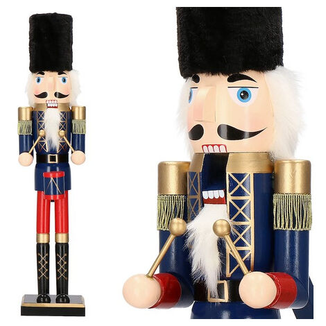 Cascanueces de 60 cm con Tambor Adorno Navideño Figurita de Madera Multicolor