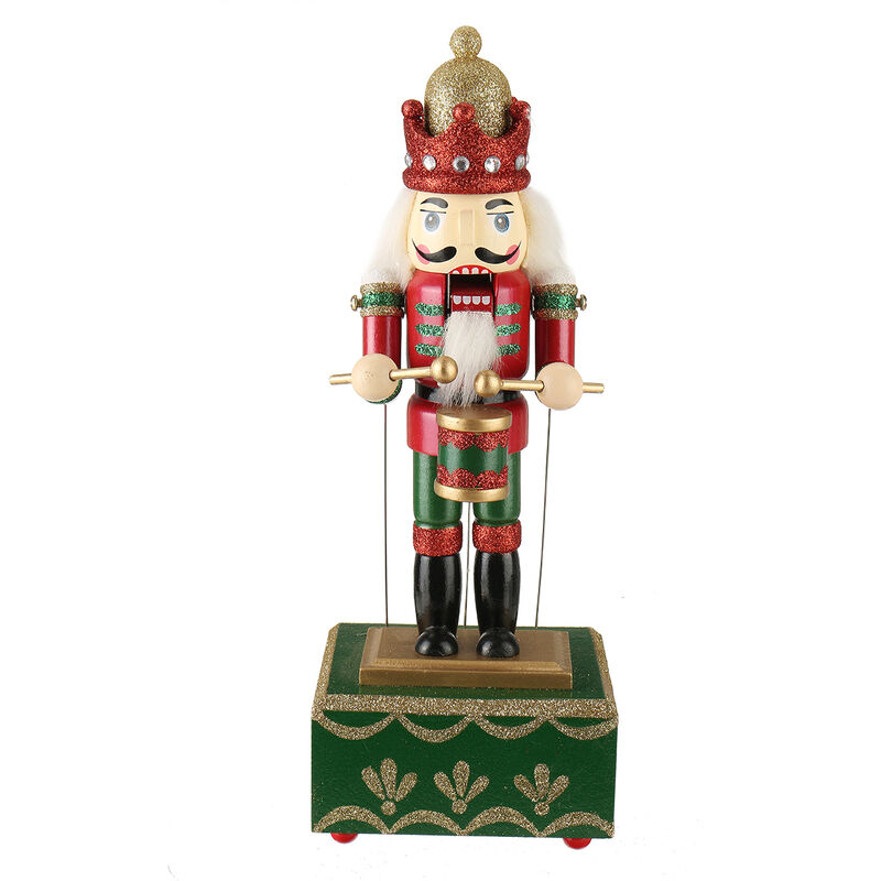 

Cascanueces de madera muñeco soldado vintage artesanía decorativa marionetas navideñas (tambor)