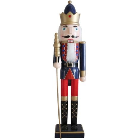 MOBILI REBECCA Cascanueces de Navidad Rebecca Mobili Aliso H 55 Madera Azul Rojo Clásico