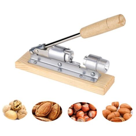 Cascanueces manual, alicates para cascanueces, alicates de acero inoxidable para nueces, alicates para castañas, cascanueces, abrenueces de cocina con base y mango de madera para avellanas, almendras