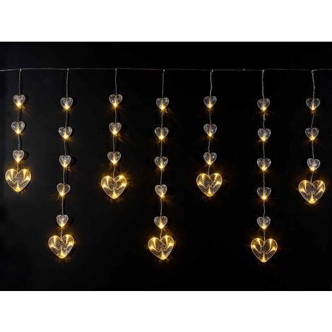 Cascata di Cuori di Natale Luminosa Lunghezza 2 Mt Uso Interno ed Esterno