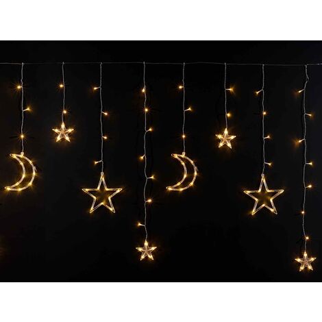 Cascata di Luci di Natale con Stelle e Luna Uso Interno ed Esterno