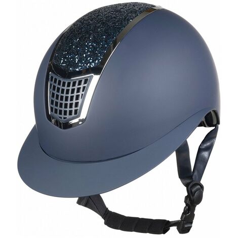 Casco da equitazione con imbottitura intercambiabile e rotella Glamour Shield omologato VG1: 56-58 cm, blu scuro/argento 6791