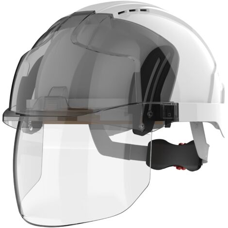 Casco da lavoro con schermo a cremagliera ventilato EVO VISTAshield Bianco/Fumé