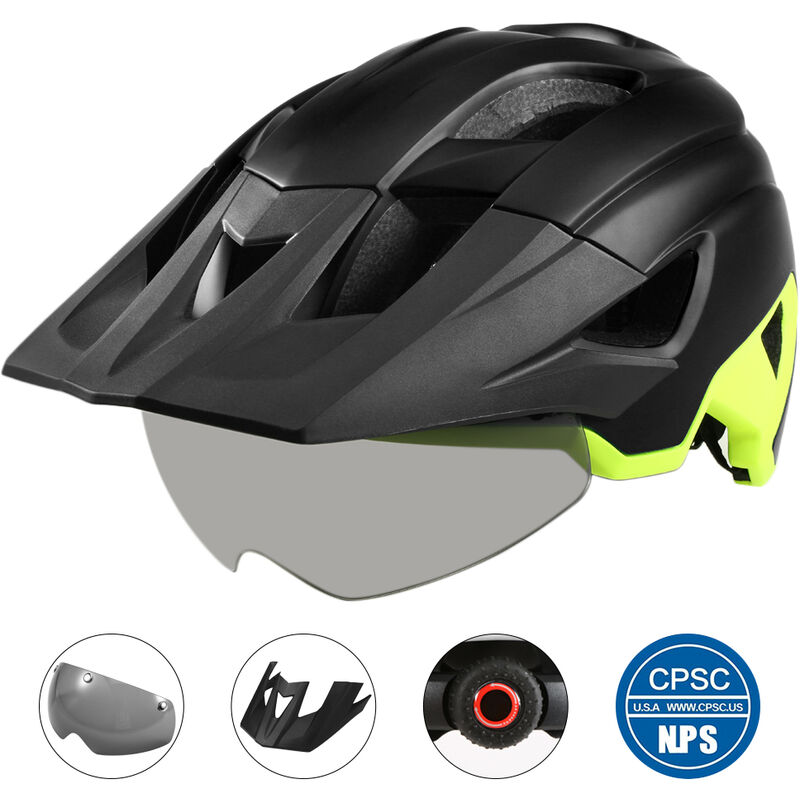 

Casco de bicicleta de montana con visera desmontable Gafas desmontables Ultraligero ajustable MTB Ciclismo Casco de bicicleta Hombres Mujeres