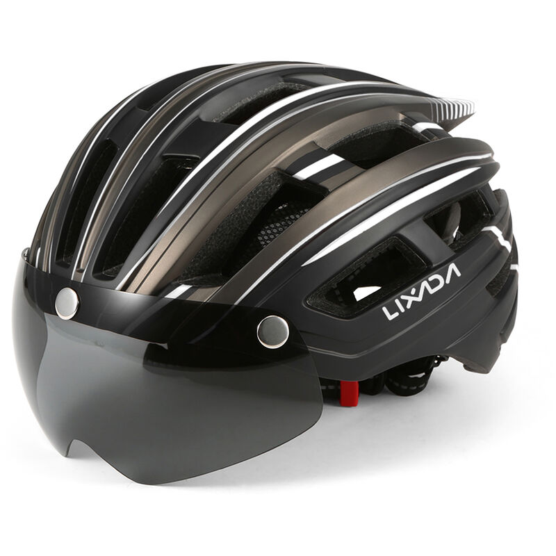 

Casco de bicicleta de montana casco de motociclismo con luz trasera, visera magnetica desmontable, proteccion UV para hombres y mujeres,Gris blanco