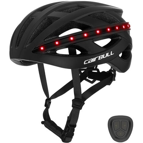 Casco de bicicleta inteligente moldeado, con luz de giro, luz de freno y luz de advertencia,Negro - Negro