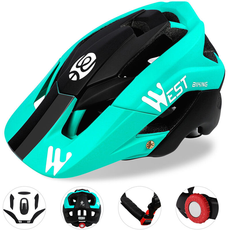 

Casco de bicicleta ligero con forro y visera suave y extraible Casco ajustable para hombres y mujeres Casco de carreras de trail Casco de bicicleta