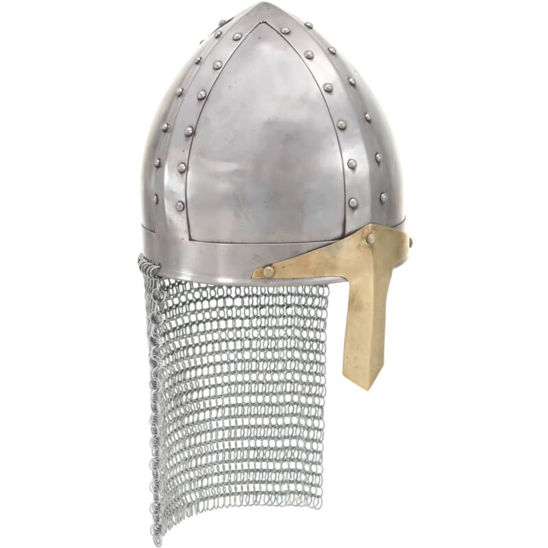 

vidaXL Réplica casco de caballero cruzado antiguo LARP acero plateado