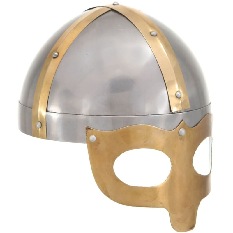 

vidaXL Réplica de casco vikingo antiguo LARP acero plateado
