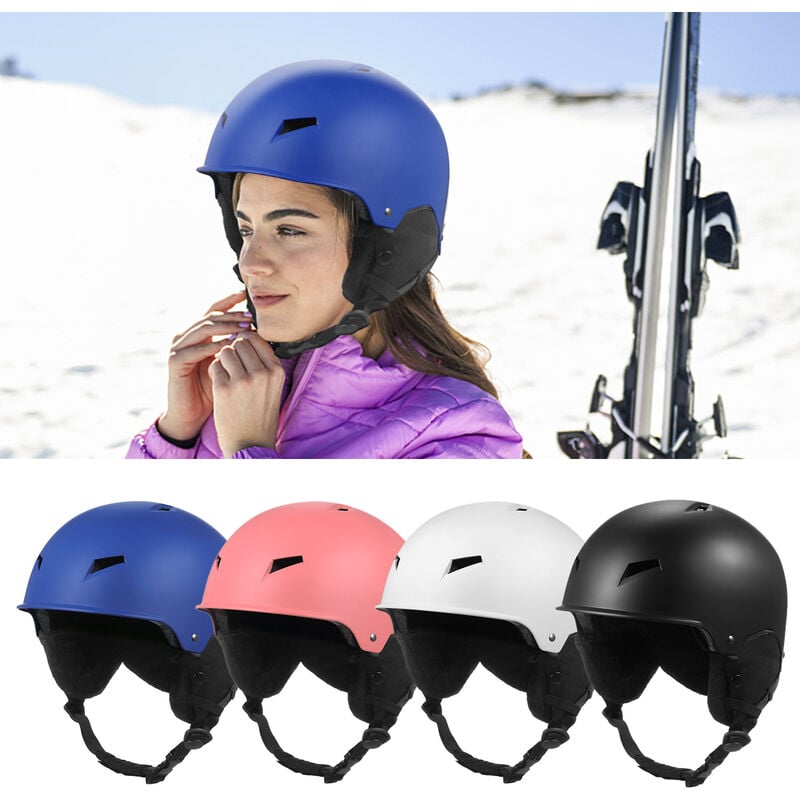 

Casco de esquí,Casco de nieve para hombres y mujeres, con orejera desmontable, casco deportivo,Azul, L