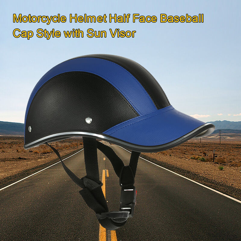 

Casco de motocicleta estilo gorra de beisbol de media cara con visera solar,Azul