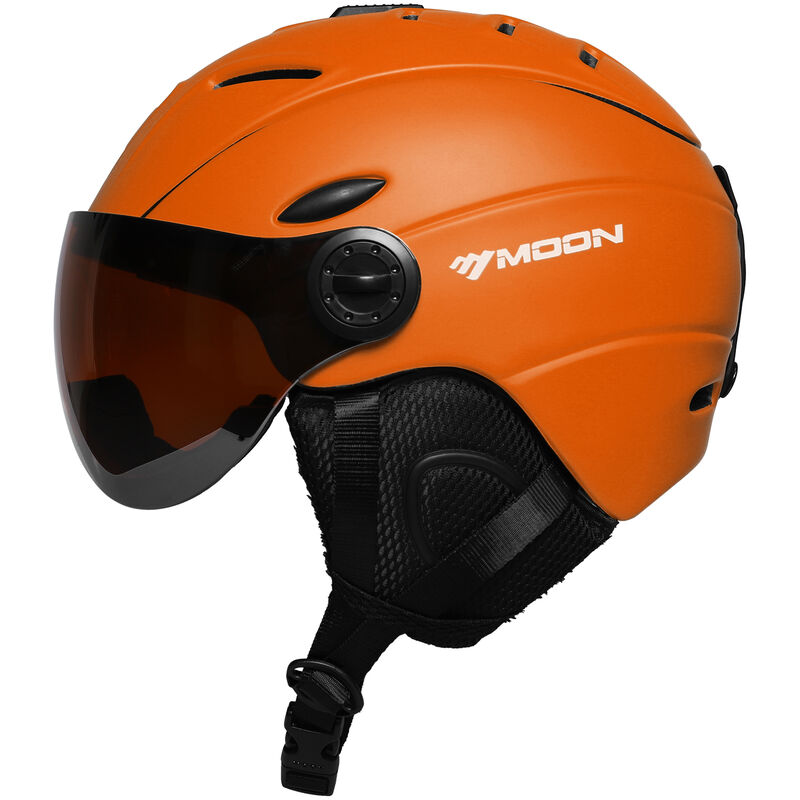 

Casco de nieve para hombres y mujeres, casco de esqui de seguridad, con orejera desmontable, Naranja, L