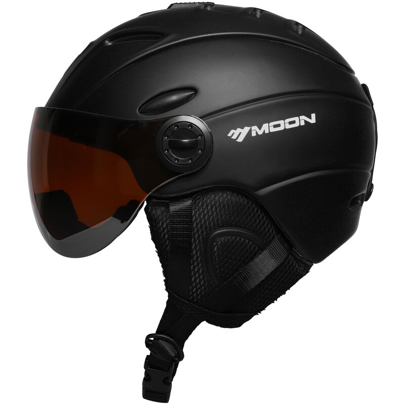 

Casco de nieve para hombres y mujeres, casco de esqui de seguridad, con orejera desmontable, Negro, XL