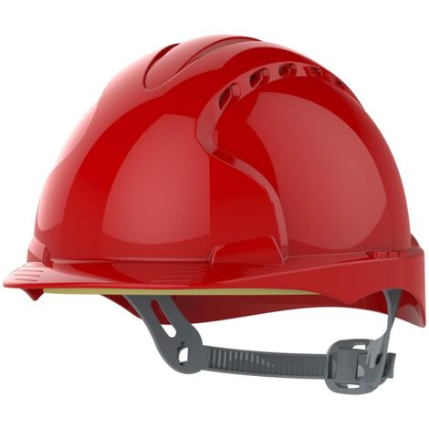 Casco de seguridad con arnés de trinquete deslizante ajustable - Transpirable - Cascos de seguridad para construcción y obras - Rojo de triple nervadura transpirable
