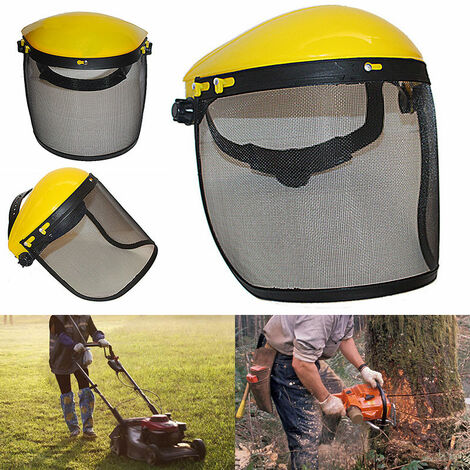 Casco de seguridad con visera de malla para cara completa, protección forestal, desbrozadora, cortacésped