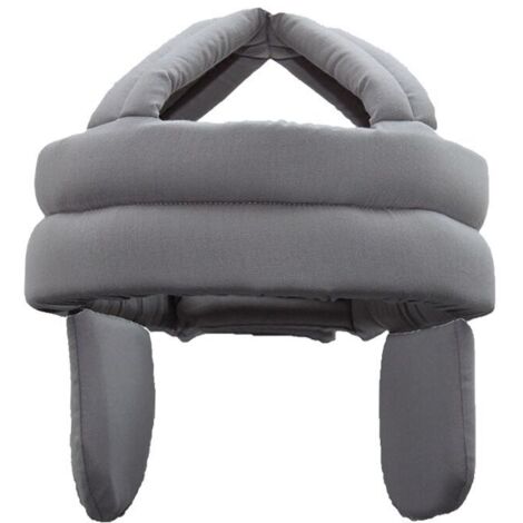 Casco de seguridad para personas mayores, protección contra caídas, protección para la cabeza, algodón transpirable, anticolisión, con protección auditiva, talla ajustable, gris