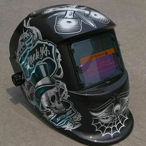 Casco de soldadura automático - Máscara de soldadura con 2 lentes y 2 sensores de filtro de sombra ajustable DIN9-13 para soldadura por arco MIG TIG MAG [Clase de eficiencia energética A+++]