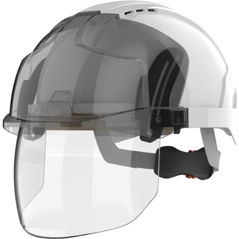 Casco de trabajo con pantalla de cremallera ventilada EVO VISTAshield Blanco/Ahumado