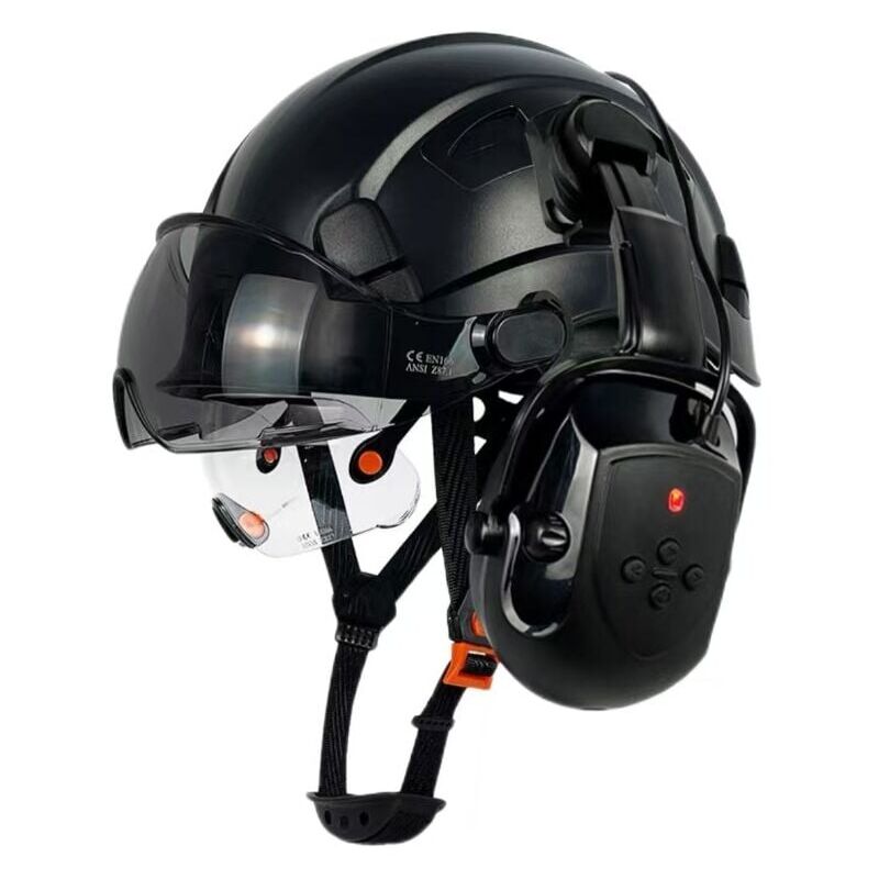 Image of Casco di sicurezza con visiera Bluetooth, cuffie antirumore snr 26 dB, casco di sicurezza con visiera, cuffie antirumore montate, caschi di sicurezza