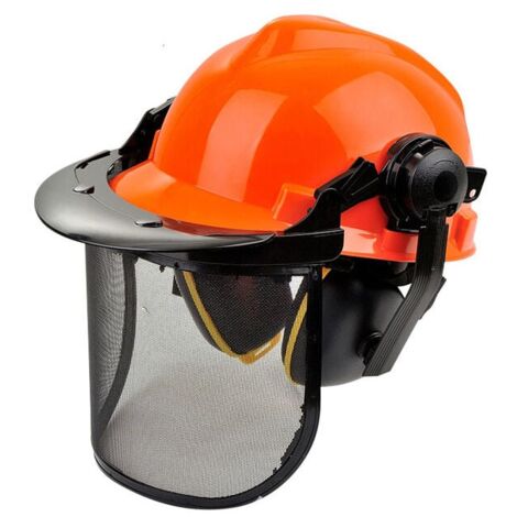 Casco Di Sicurezza Per Motosega Professionale - Con Visiera Rete E Paraorecchie 27SNR, Certificato EN397, Riflettente