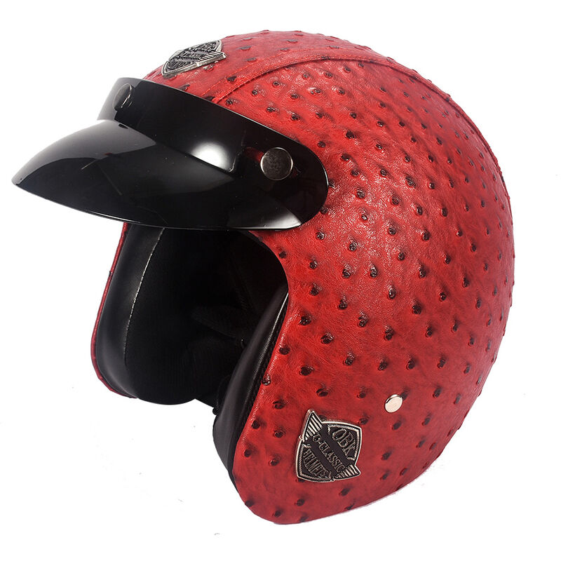 

Casco integral a prueba de viento y arena retro 3/4 para motocicleta, cascos de cuero PU,4