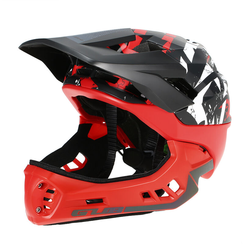 

Casco integral desmontable GUB para ninos, ciclismo, patinaje, esqui, casco de seguridad reflectante con visera y luz de advertencia,Negro y rojo, S