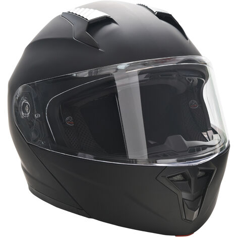 HOMCOM Casco Moto Modular Casco de Motocicleta Integral con Doble Visera Cabezal Anticolisión Ventilaciones Certificado ECE para Mujer Hombre Negro XL61-62cm