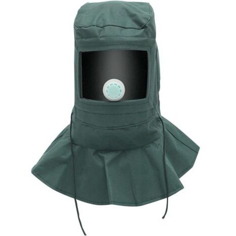 Casco para chorro de arena, máscara de lijado a prueba de polvo, gorro de protección de pintura para chorro de arena con visera transparente y válvula, verde