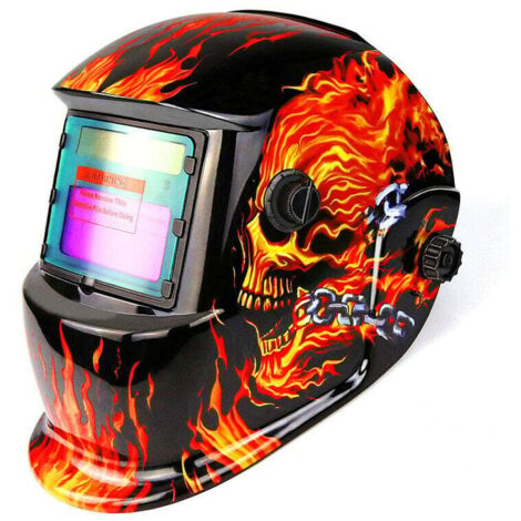 Casco per saldatura automatico - Maschera per saldatura con 2 lenti e 2 sensori di filtro di oscuramento regolabili DIN9-13 per saldatura ad arco MIG TIG MAG [Classe energetica A+++]