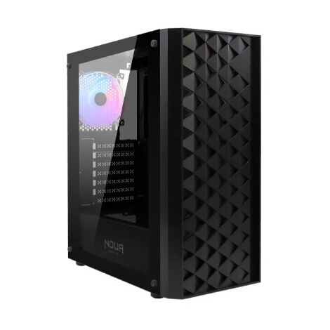 Case E-ATX NOUA Icaris con frontale in Mesh e pannello laterale in vetro temperato.