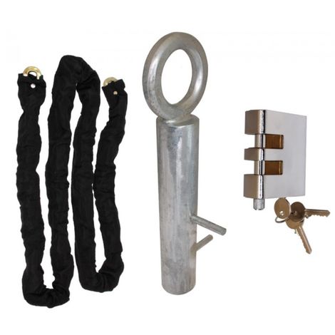 Case Hardened 2 metre Steel Chain Kit with Shackle Lock & Spigot Ground Anchor (012-1160 K/D, 012-1170 K/A). - Keyed all the same Please [012-1170]