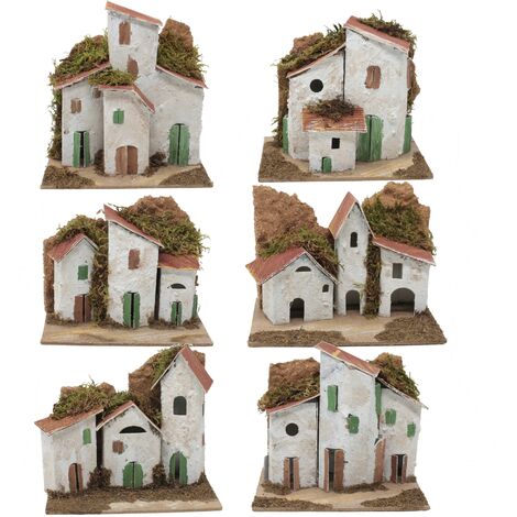 Case in sughero Presepe Confezione 6 Modelli 15x10 cm 85440