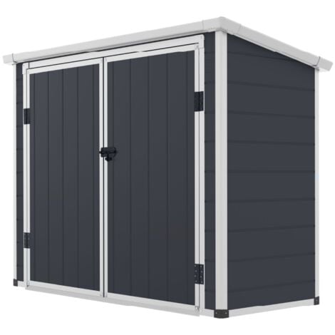 Caseta Cobertizo de Resina Gardiun Noa 7,29 m2 Exterior con Suelo y Puerta Doble de 156x139 cm Color Antracita