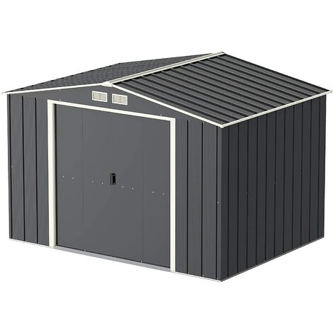CASETA COBERTIZO METAL JARDIN ECO 10X8 GRIS DURAMAX