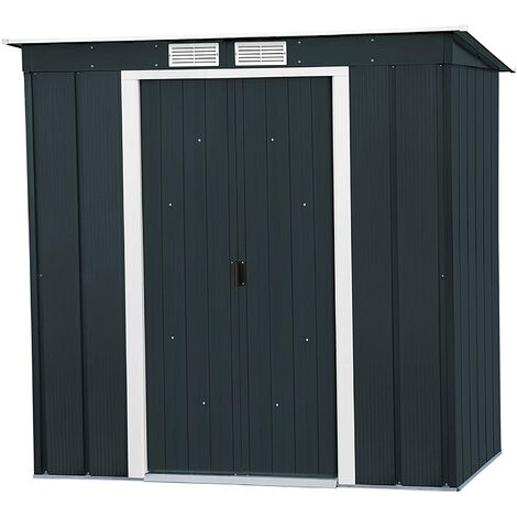 CASETA COBERTIZO METAL JARDIN ECO PENTROOF 6X4 GRIS DURAMAX