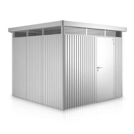 CASETA COBERTIZO METALICA BIOHORT HIGHLINE H1 COLOR PLATA METALIZADA DOBLE PUERTA