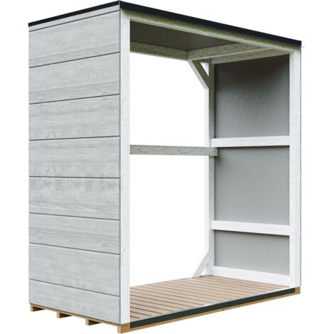 Caseta de exteriores para leña 1,14 m² - 75 x 153 x H159 cm - TIMBELA M980-1-TUNDRA GREY