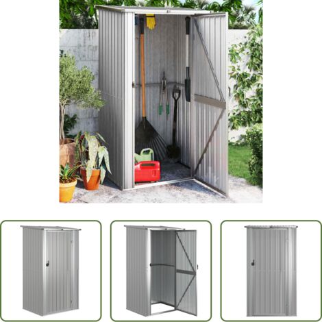 Caseta de herramientas -  Cobertizo de jardín acero galvanizado gris 118,5x97x209,5 cm