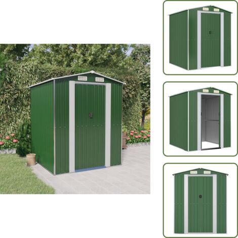 Caseta de herramientas - vidaXL Cobertizo de jardín acero galvanizado verde 192x191x223 cm - Acero galvanizado