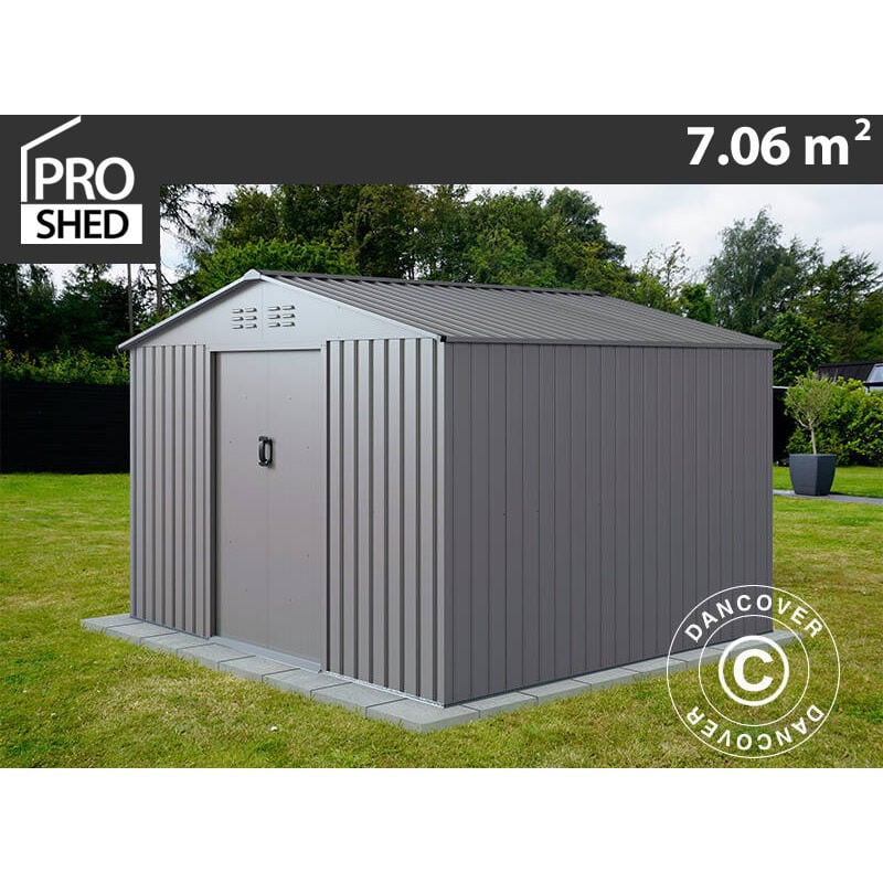 

Caseta de jardín 2,77x2,55x1,92m ProShed®, Aluminio Gris