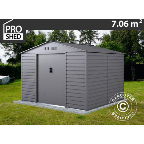 Caseta de jardin 2,77x2,55x1,98m ProShed®, Aluminio Gris - Aluminio Gris