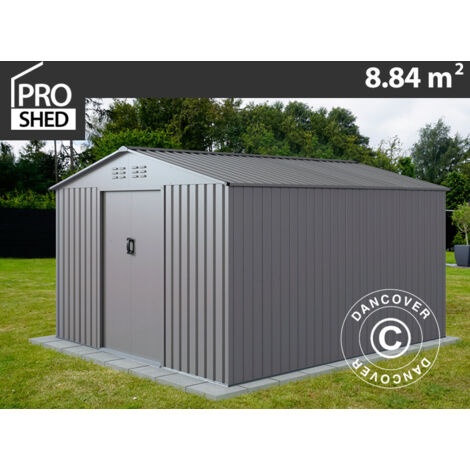 Caseta de jardín 2,77x3,19x1,92m, 8,84m², ProShed®, Aluminio Gris