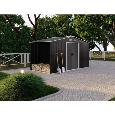 Caseta de jardín de acero galvanizado gris LERY - 6m² - Venta-unica - Gris antracita
