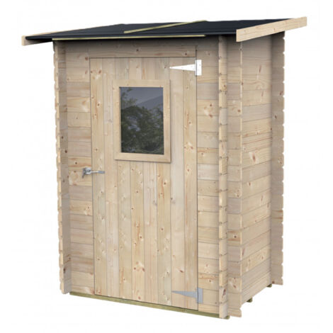 Caseta de jardín de madera, 146 x 98 cm, paredes de 19 mm, puerta de plexiglás, mini espacio de almacenamiento, abeto natural.