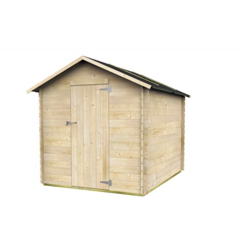 Caseta de jardín de madera 178x218 cm – Paredes de 16 mm – Puerta maciza – Abeto natural