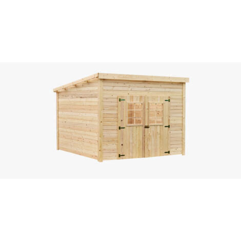 Caseta de jardín de madera 280x280 cm – Abeto 28 mm – Techo plano de policarbonato – Puerta doble – LA3030 Foresta