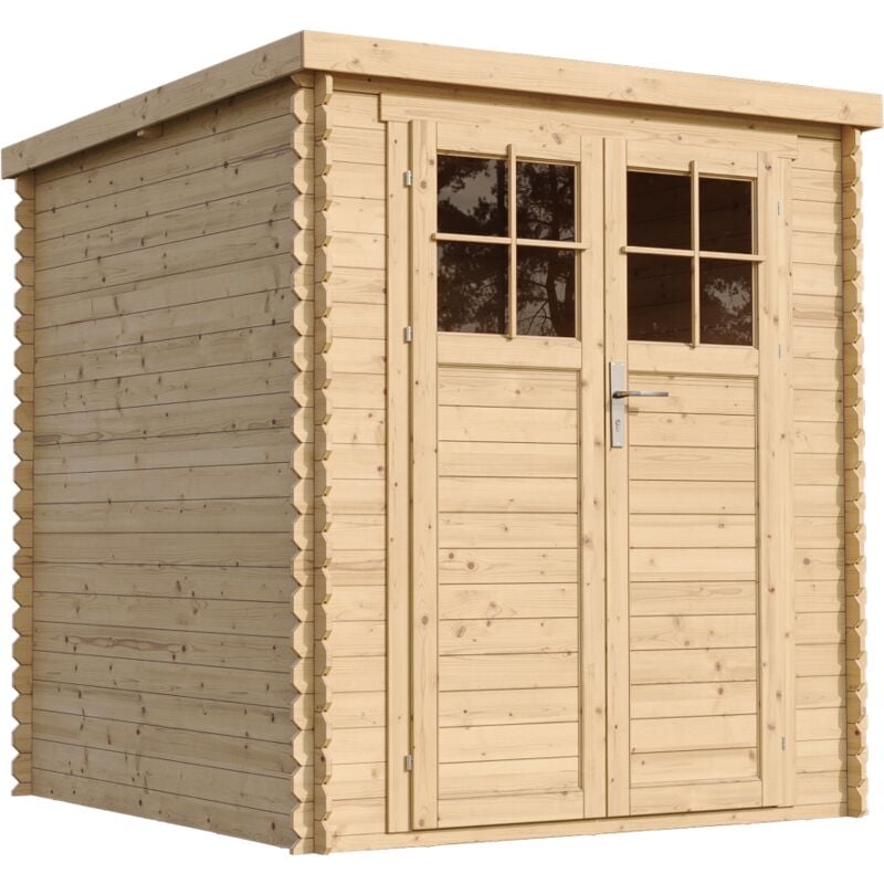 

Caseta de jardín de madera CON SUELO TRATADO TIMBELA M309F + M309G- Puerta con cerradura de alta calidad - Almacenamiento exterior 204x204x202 cm /
