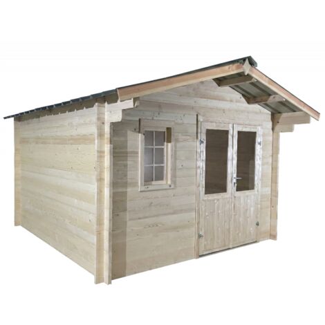 Caseta de jardín de madera de abeto de 350x350 cm – Grosor de pared: 42 mm – Techo de acero galvanizado – Puerta de cristal – NAX3535 Foresta